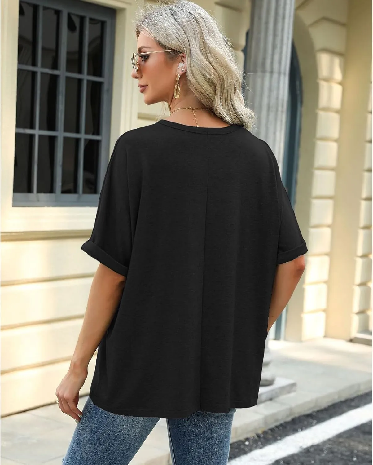 2 Pack Women's Oversized T Shirts 100% Cotton Short Sleeve Crewneck Summer Tops Casual Loose Basic Tee Shirts