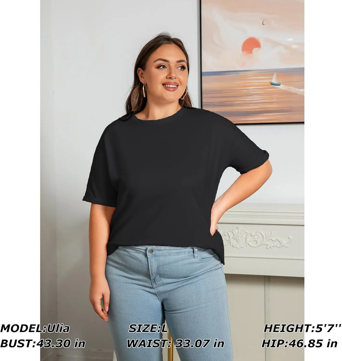 2 Pack Women's Oversized T Shirts 100% Cotton Short Sleeve Crewneck Summer Tops Casual Loose Basic Tee Shirts