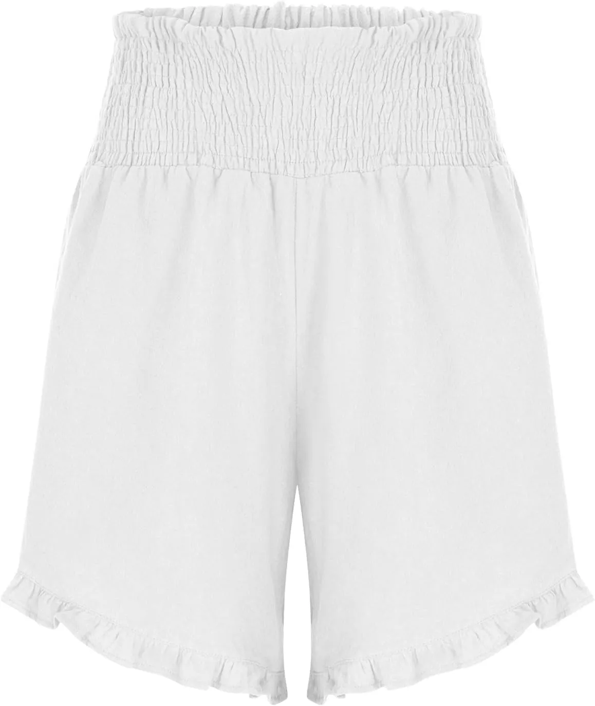 2024 Women's Tummy Control Yoga Shorts Summer Elastic Ruffled High Waist Running Pants Quick Dry Leisure Boho Shorts