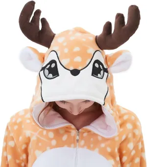ABENCA Kids Deer Onesie Reindeer Costume Animal Girls Pajamas Christmas Halloween Cosplay Sleepwear.Dear.140