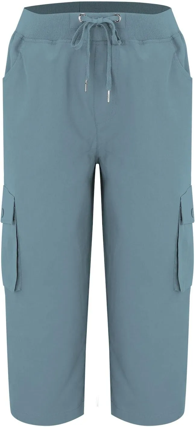 ADHOWBEW Capri Pants for Women Cargo Straight Lightweight Casual Hiking Outdoor Trip Comfy Fit Cropped Pants