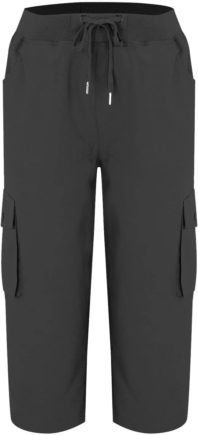 ADHOWBEW Capri Pants for Women Cargo Straight Lightweight Casual Hiking Outdoor Trip Comfy Fit Cropped Pants