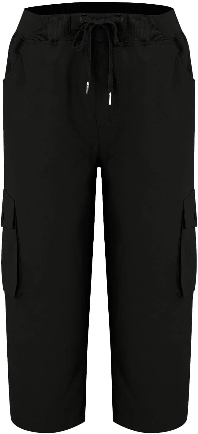 ADHOWBEW Capri Pants for Women Cargo Straight Lightweight Casual Hiking Outdoor Trip Comfy Fit Cropped Pants