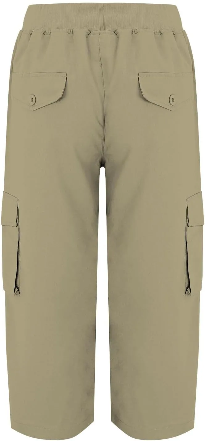 ADHOWBEW Capri Pants for Women Cargo Straight Lightweight Casual Hiking Outdoor Trip Comfy Fit Cropped Pants