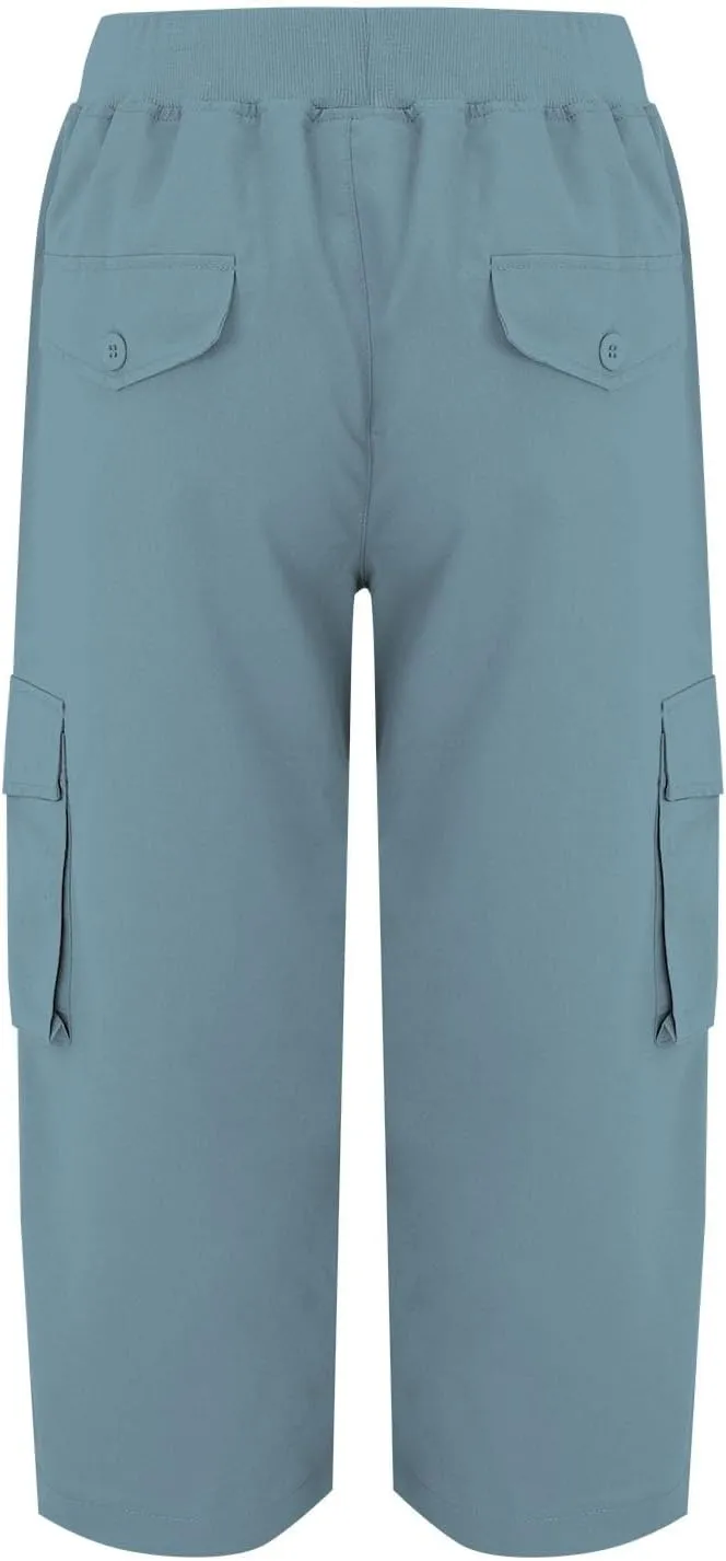 ADHOWBEW Capri Pants for Women Cargo Straight Lightweight Casual Hiking Outdoor Trip Comfy Fit Cropped Pants