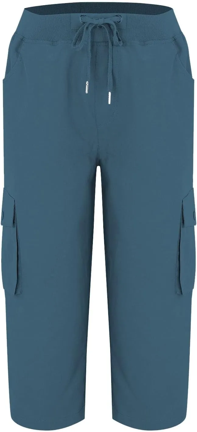 ADHOWBEW Capri Pants for Women Cargo Straight Lightweight Casual Hiking Outdoor Trip Comfy Fit Cropped Pants