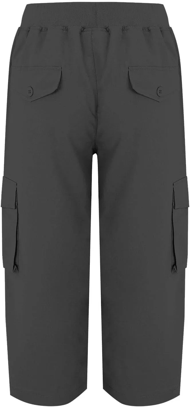 ADHOWBEW Capri Pants for Women Cargo Straight Lightweight Casual Hiking Outdoor Trip Comfy Fit Cropped Pants