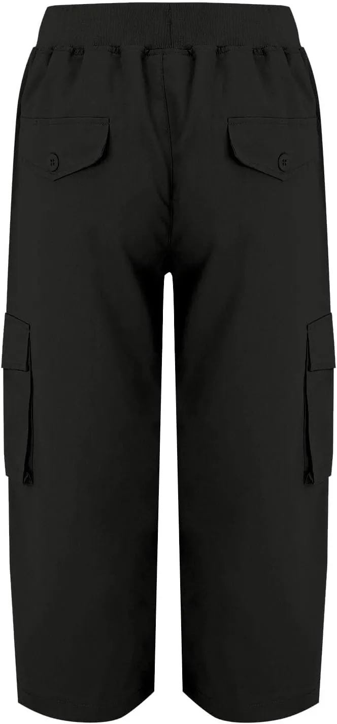 ADHOWBEW Capri Pants for Women Cargo Straight Lightweight Casual Hiking Outdoor Trip Comfy Fit Cropped Pants