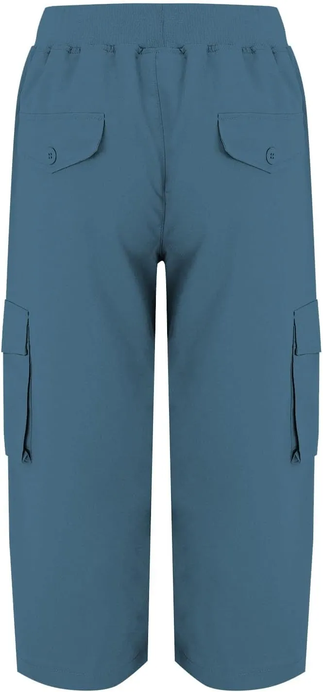 ADHOWBEW Capri Pants for Women Cargo Straight Lightweight Casual Hiking Outdoor Trip Comfy Fit Cropped Pants