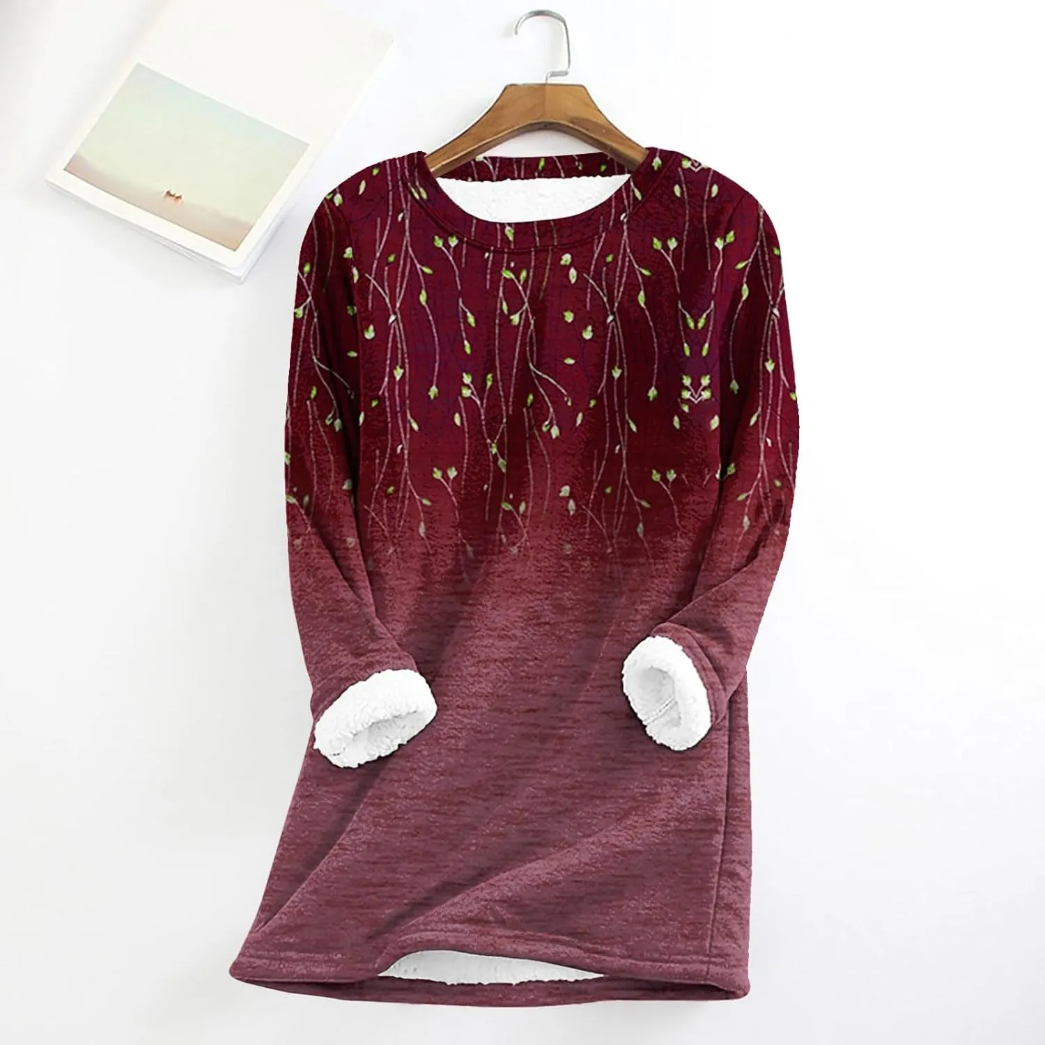 aihihe Sherpa Fleece Crewneck Sweatshirts Women 2024 Winter Warm Pullover Fleece Linend Thermal Long Sleeve Tops Loungewear