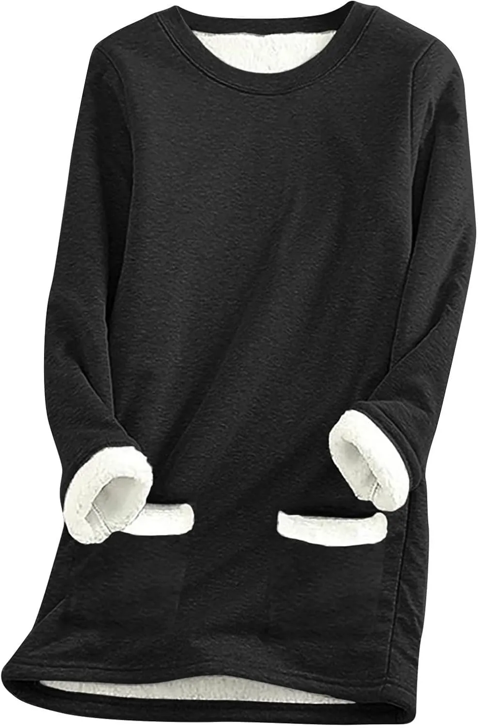 aihihe Women's Winter Warm Fleece Sherpa Lined Sweatshirts Plus Size Crewneck Casual Fluffy Loungewear Thermal Pullover