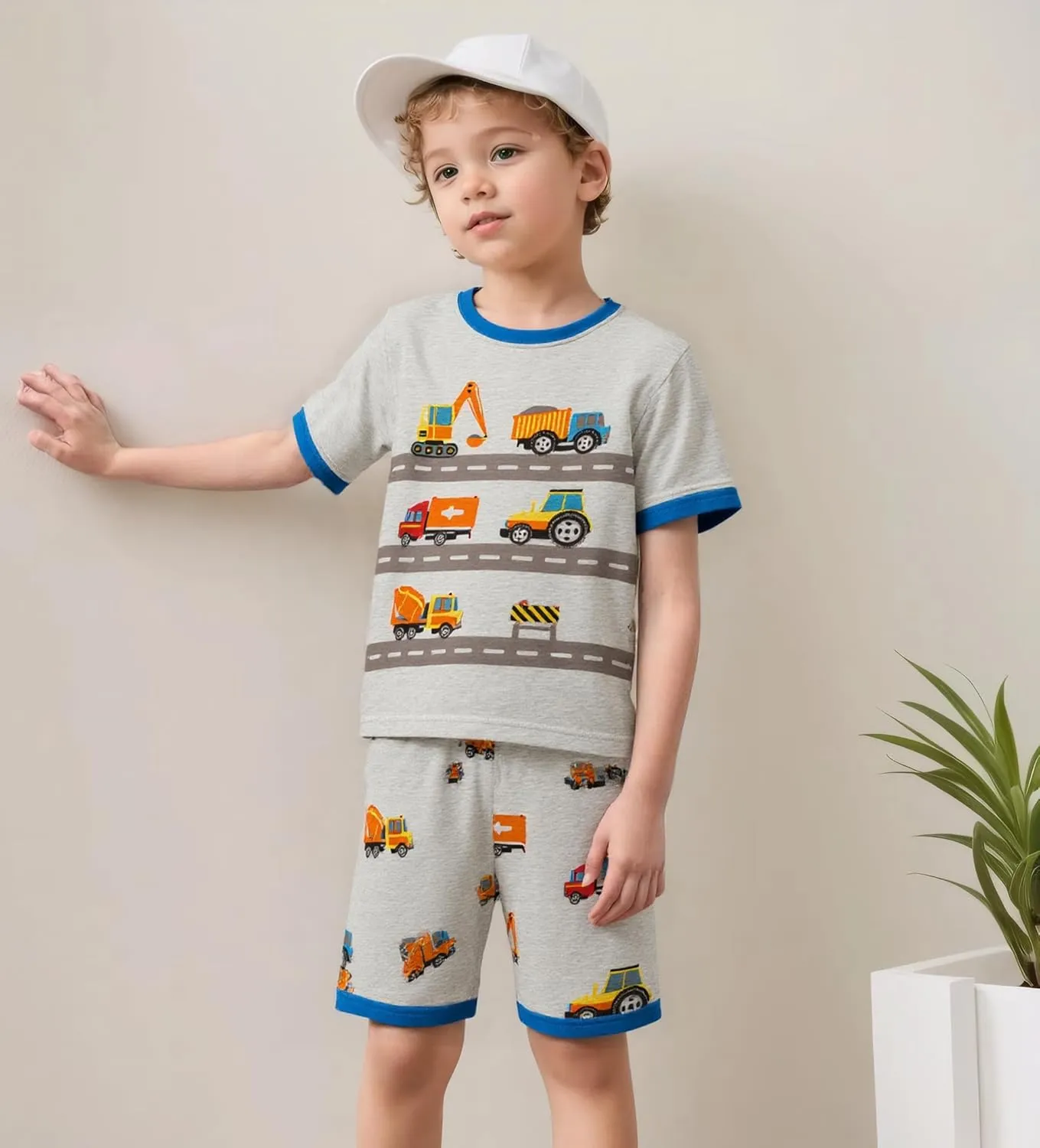 Akyzic Boys Pajamas 100% Cotton Planet Pjs Toddler 2 Piece Short Sleeve Sleepwear Summer Kids Clothes Set 3t-10t
