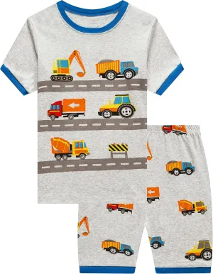 Akyzic Boys Pajamas 100% Cotton Planet Pjs Toddler 2 Piece Short Sleeve Sleepwear Summer Kids Clothes Set 3t-10t