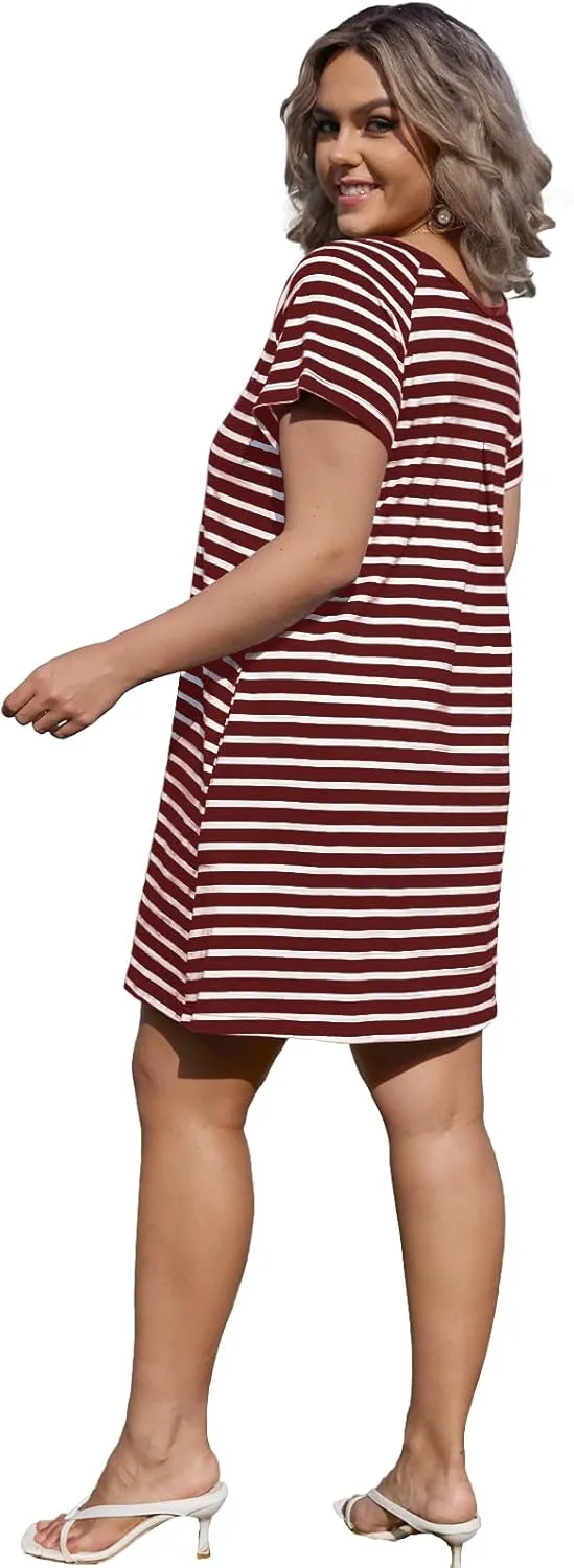 Alaster Women’s Casual Summer T Shirt Dress Loose Short Sleeve Tunic Dress with Pocket for Women