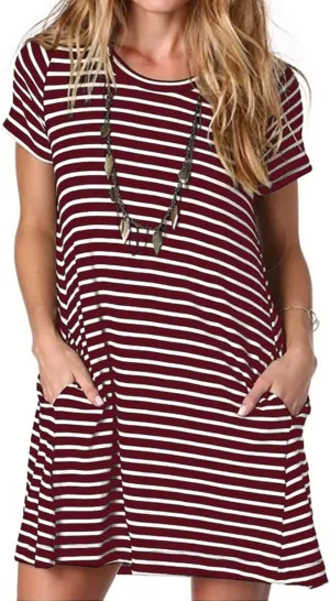 Alaster Women’s Casual Summer T Shirt Dress Loose Short Sleeve Tunic Dress with Pocket for Women