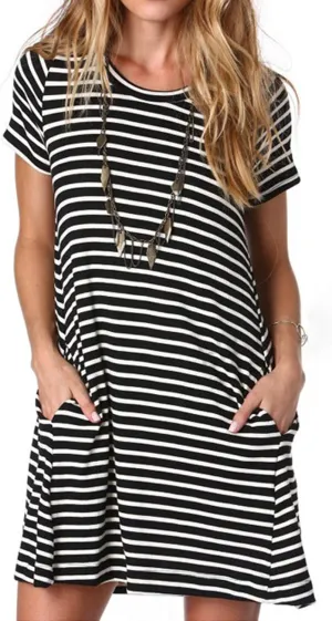 Alaster Women’s Casual Summer T Shirt Dress Loose Short Sleeve Tunic Dress with Pocket for Women