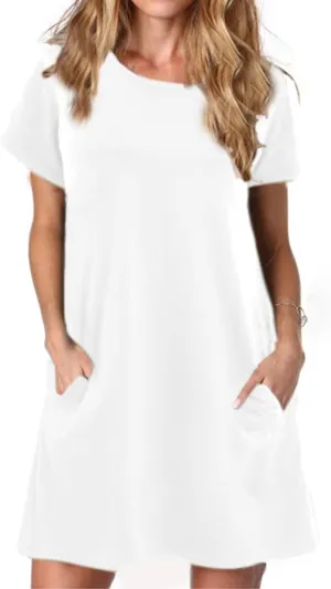 Alaster Women’s Casual Summer T Shirt Dress Loose Short Sleeve Tunic Dress with Pocket for Women