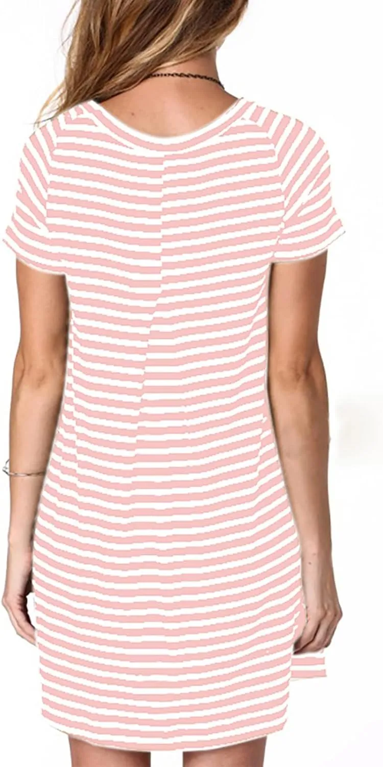 Alaster Women’s Casual Summer T Shirt Dress Loose Short Sleeve Tunic Dress with Pocket for Women