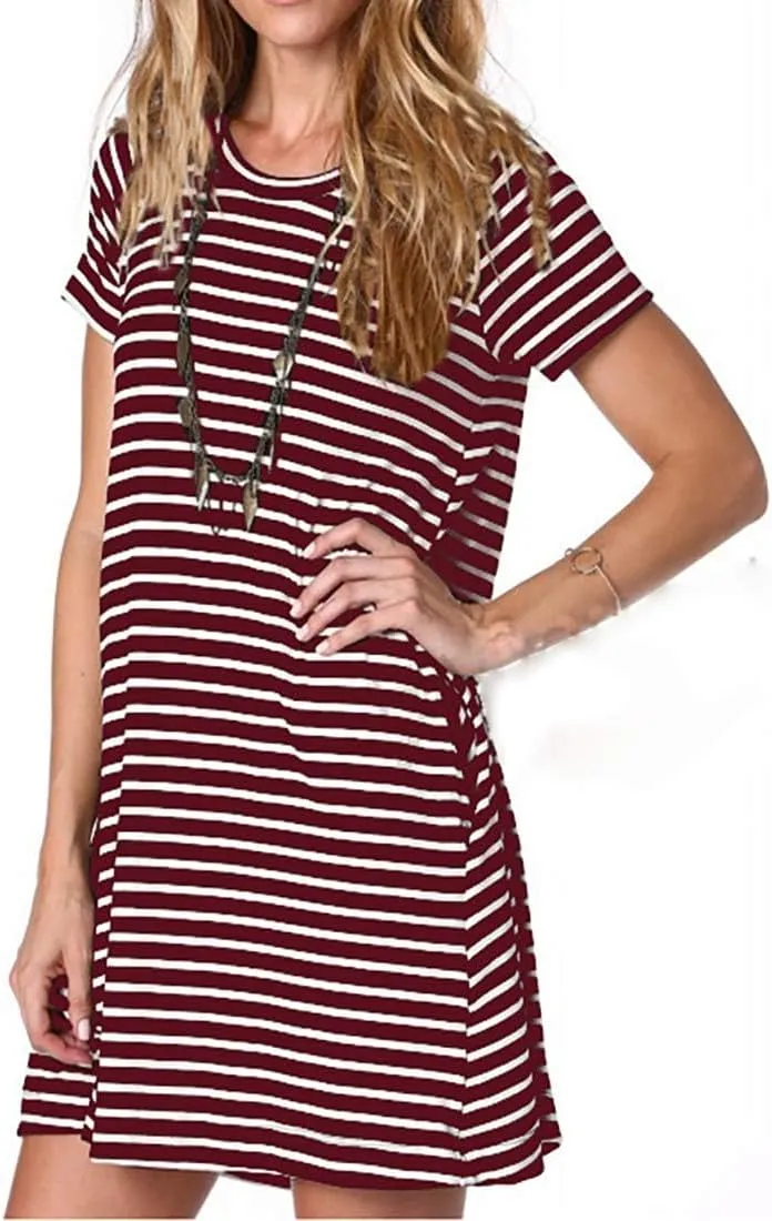 Alaster Women’s Casual Summer T Shirt Dress Loose Short Sleeve Tunic Dress with Pocket for Women