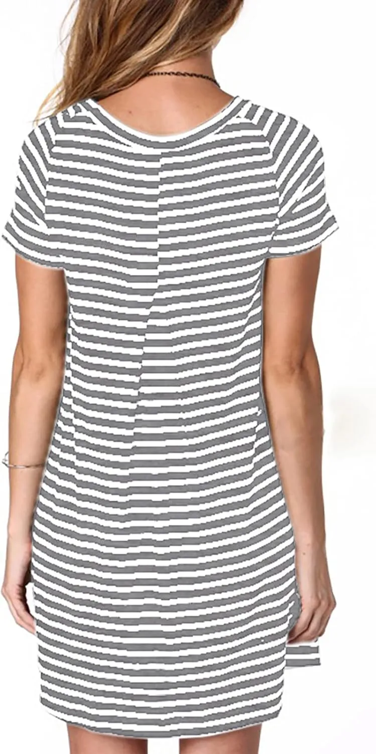 Alaster Women’s Casual Summer T Shirt Dress Loose Short Sleeve Tunic Dress with Pocket for Women