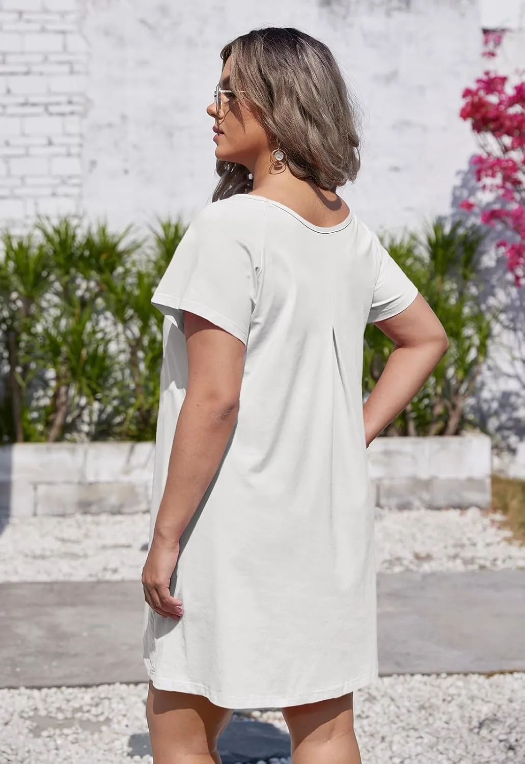 Alaster Women’s Casual Summer T Shirt Dress Loose Short Sleeve Tunic Dress with Pocket for Women