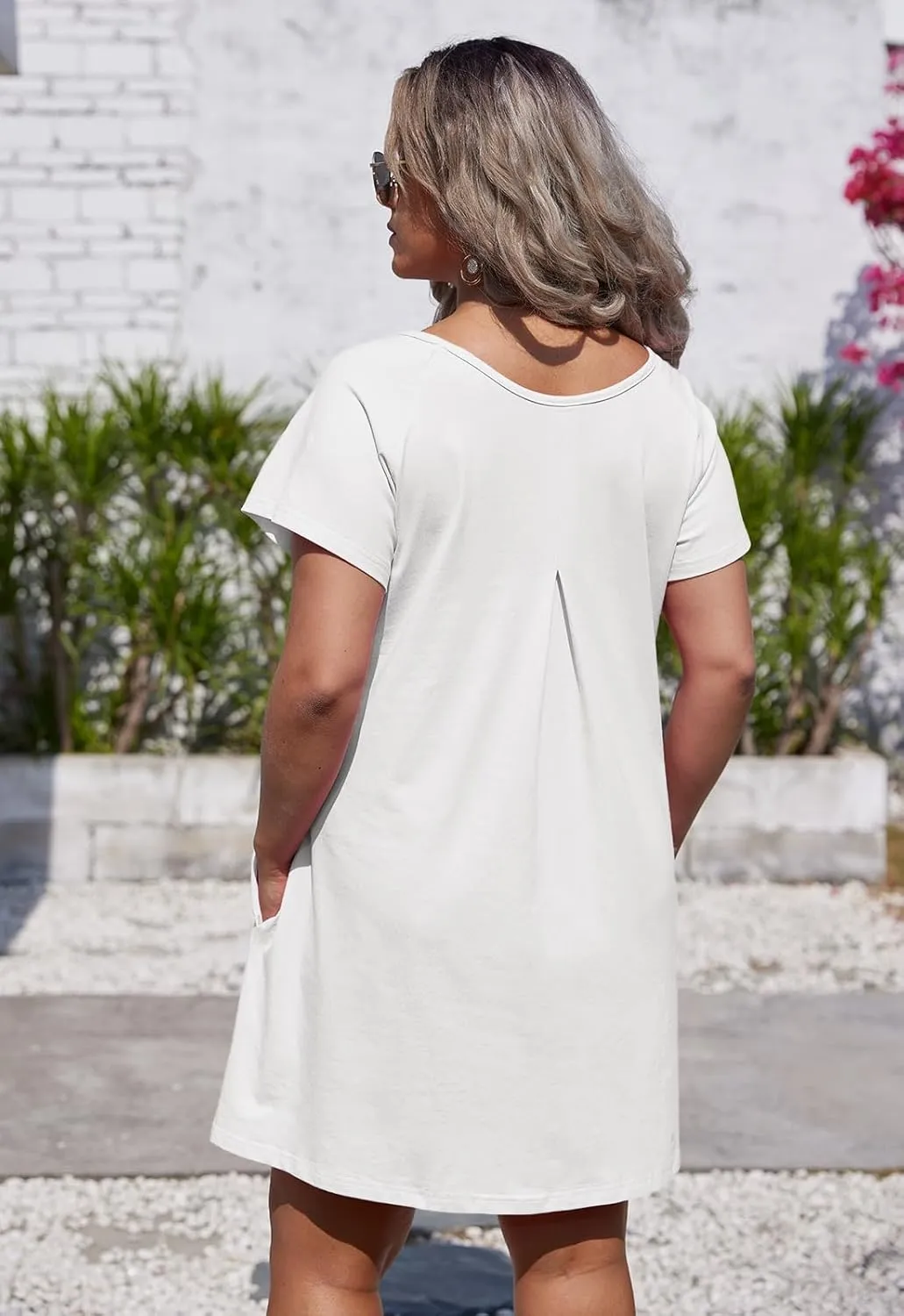 Alaster Women’s Casual Summer T Shirt Dress Loose Short Sleeve Tunic Dress with Pocket for Women