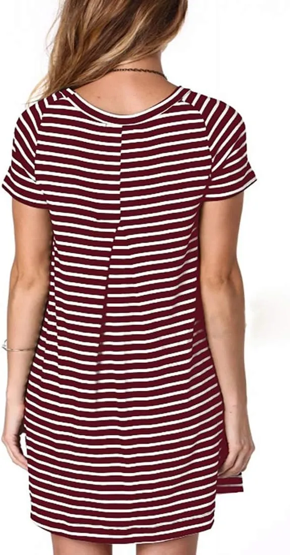 Alaster Women’s Casual Summer T Shirt Dress Loose Short Sleeve Tunic Dress with Pocket for Women