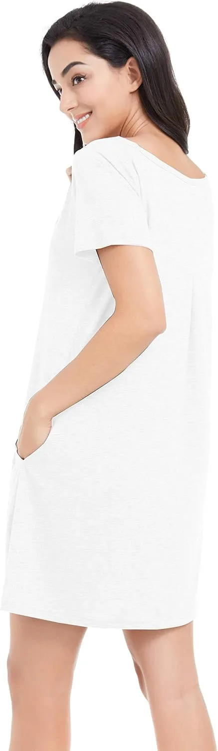 Alaster Women’s Casual Summer T Shirt Dress Loose Short Sleeve Tunic Dress with Pocket for Women