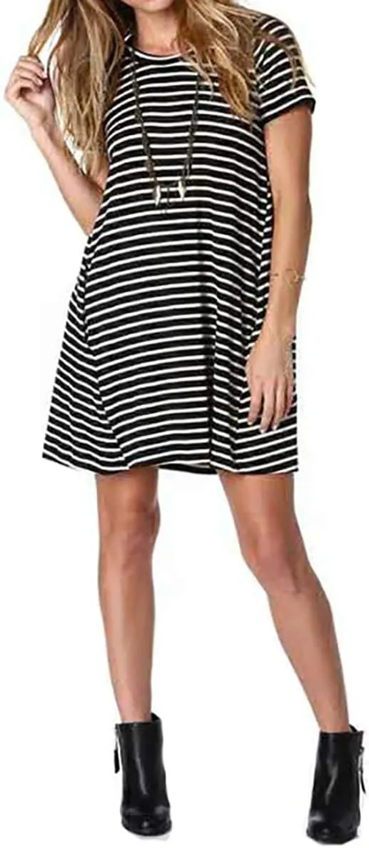 Alaster Women’s Casual Summer T Shirt Dress Loose Short Sleeve Tunic Dress with Pocket for Women