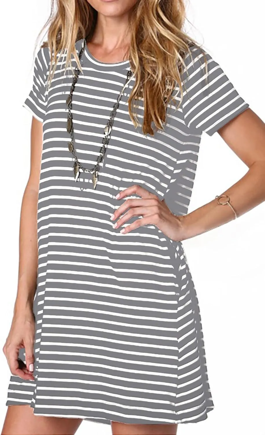 Alaster Women’s Casual Summer T Shirt Dress Loose Short Sleeve Tunic Dress with Pocket for Women
