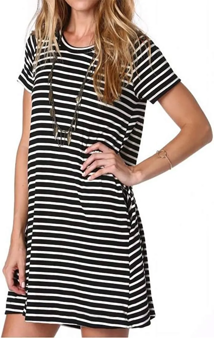 Alaster Women’s Casual Summer T Shirt Dress Loose Short Sleeve Tunic Dress with Pocket for Women