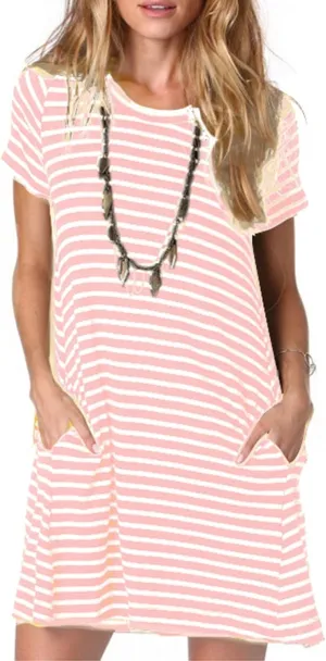 Alaster Women’s Casual Summer T Shirt Dress Loose Short Sleeve Tunic Dress with Pocket for Women