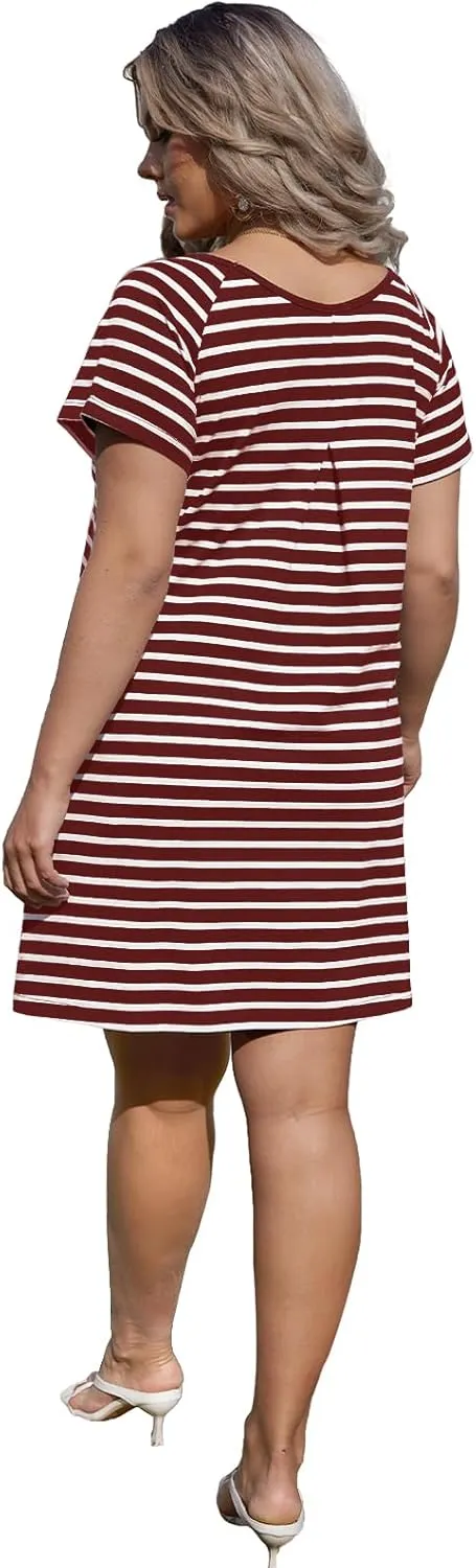 Alaster Women’s Casual Summer T Shirt Dress Loose Short Sleeve Tunic Dress with Pocket for Women
