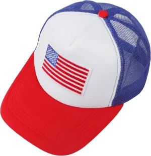 American Flag Baseball Cap Sun Hat Mesh Trucker Snapback Hat for Men & Women Adjustable Fit for Casual Wear Outdoor Sport