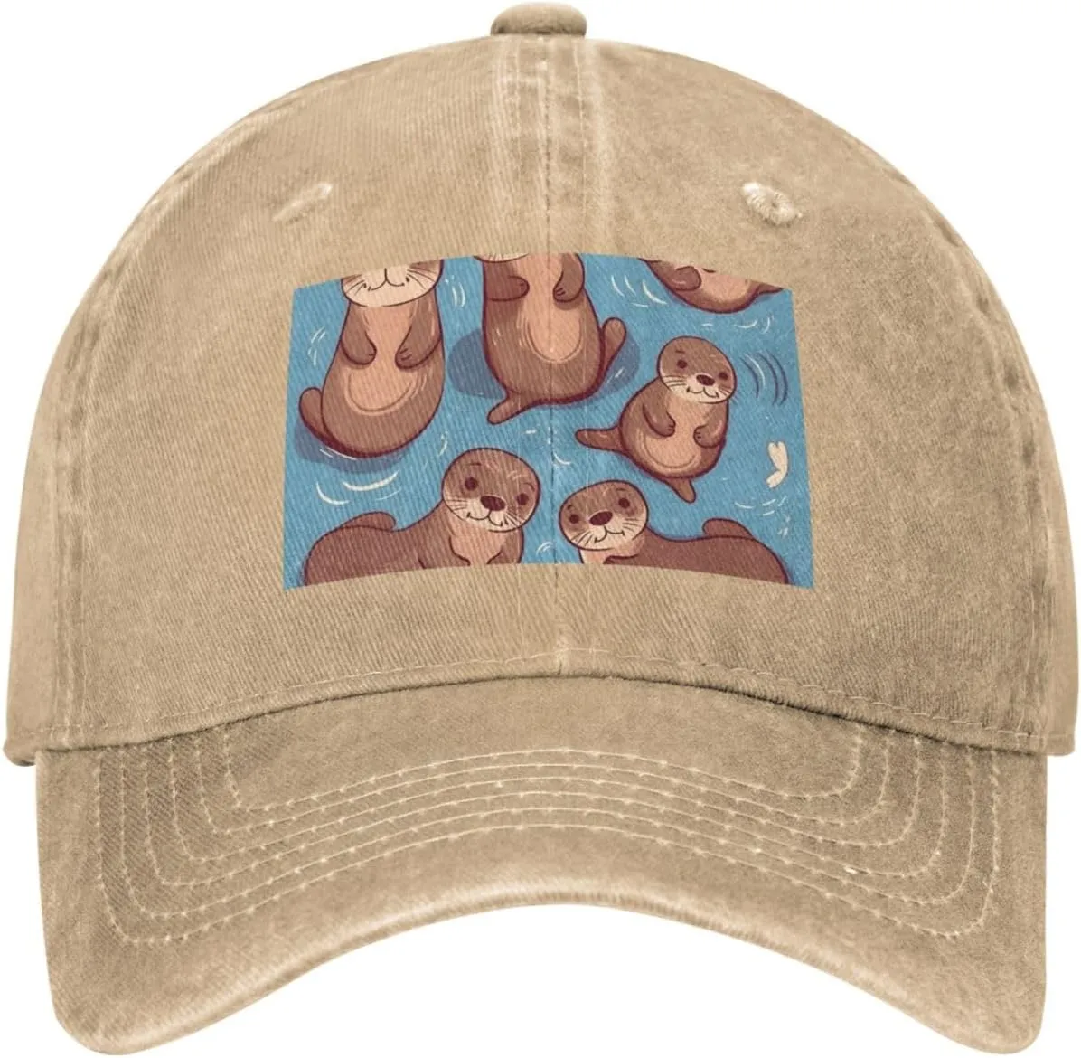 Animal Cute Brown Otters Unisex Baseball Cap Breathable Cotton Trucker Hat Classic Denim Dad Hat Summer Sun Hat