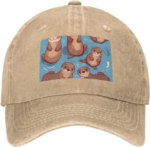 Animal Cute Brown Otters Unisex Baseball Cap Breathable Cotton Trucker Hat Classic Denim Dad Hat Summer Sun Hat