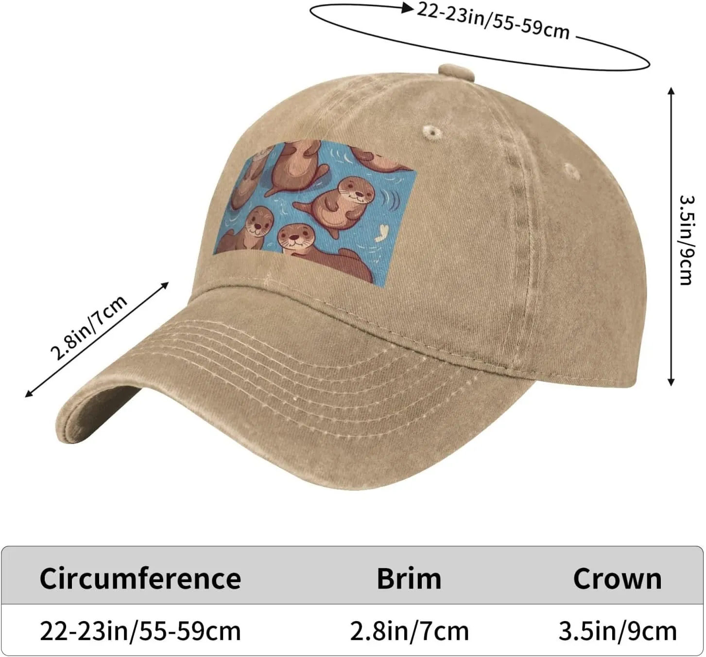 Animal Cute Brown Otters Unisex Baseball Cap Breathable Cotton Trucker Hat Classic Denim Dad Hat Summer Sun Hat