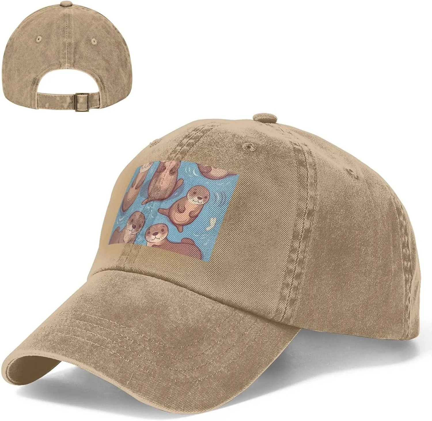 Animal Cute Brown Otters Unisex Baseball Cap Breathable Cotton Trucker Hat Classic Denim Dad Hat Summer Sun Hat