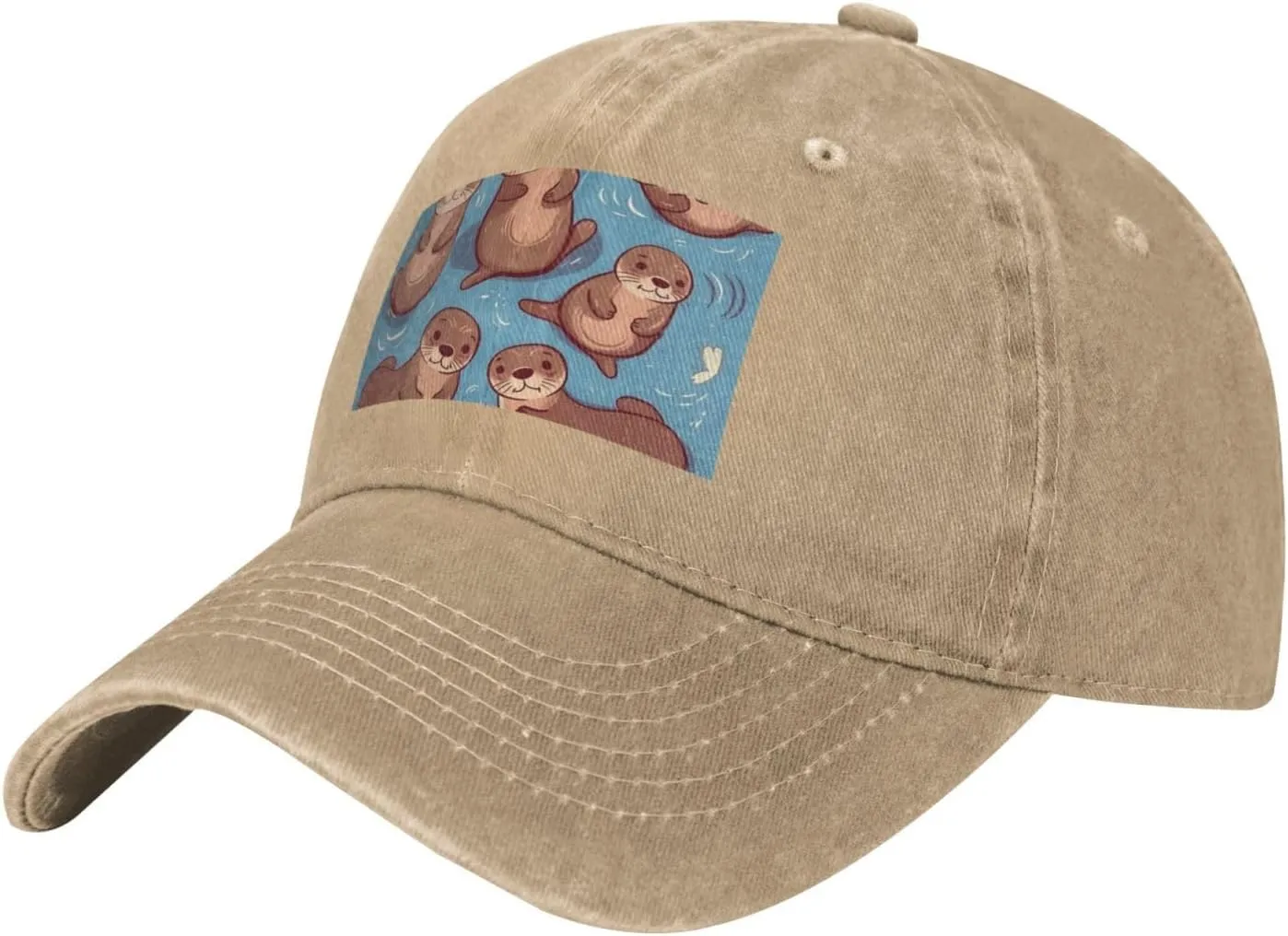 Animal Cute Brown Otters Unisex Baseball Cap Breathable Cotton Trucker Hat Classic Denim Dad Hat Summer Sun Hat