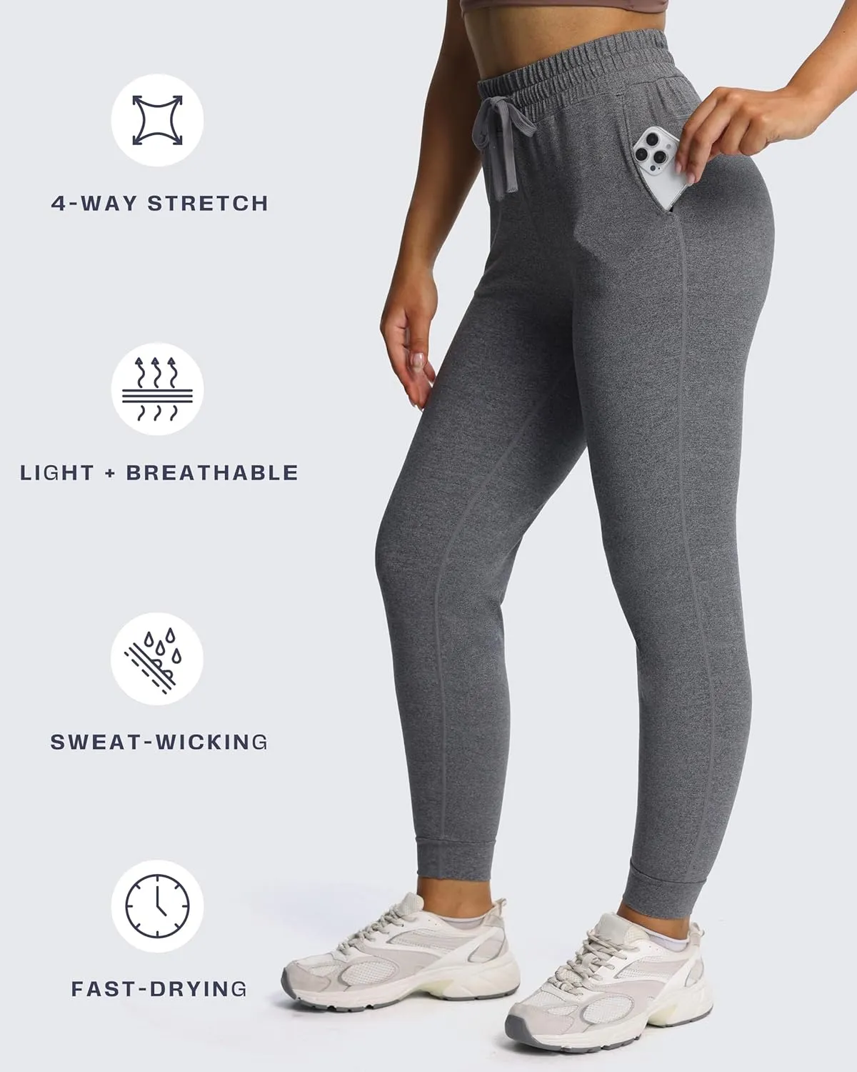 Aoxjox Sweatpants for Women Lounge Joggers with Pockets High Waisted Drawstring Running Sweatpant Lounge Pants 27.5"