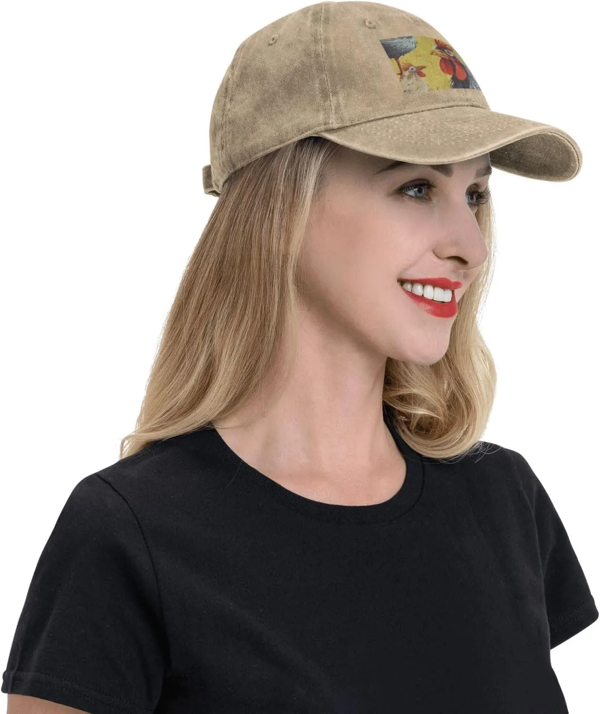 Art Chicken Painting Unisex Baseball Cap Breathable Cotton Trucker Hat Classic Denim Dad Hat Summer Sun Hat