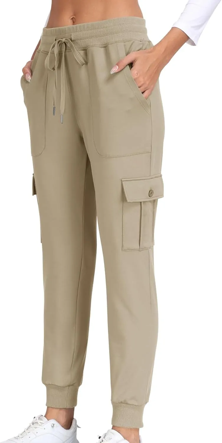 Athletic Pants Women Lightweight Hiking Cargo Pants Quick Dry Casual Trousers Soft Joggers Elastic Waist Sweatpants