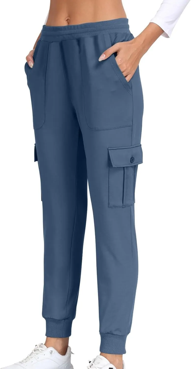 Athletic Pants Women Lightweight Hiking Cargo Pants Quick Dry Casual Trousers Soft Joggers Elastic Waist Sweatpants