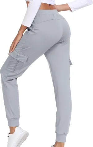 Athletic Pants Women Lightweight Hiking Cargo Pants Quick Dry Casual Trousers Soft Joggers Elastic Waist Sweatpants