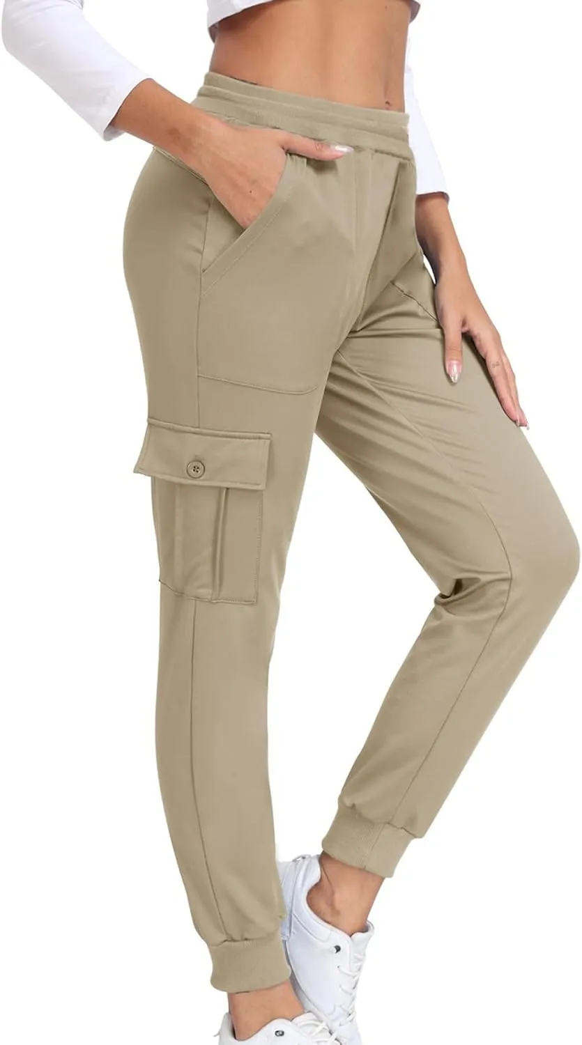 Athletic Pants Women Lightweight Hiking Cargo Pants Quick Dry Casual Trousers Soft Joggers Elastic Waist Sweatpants