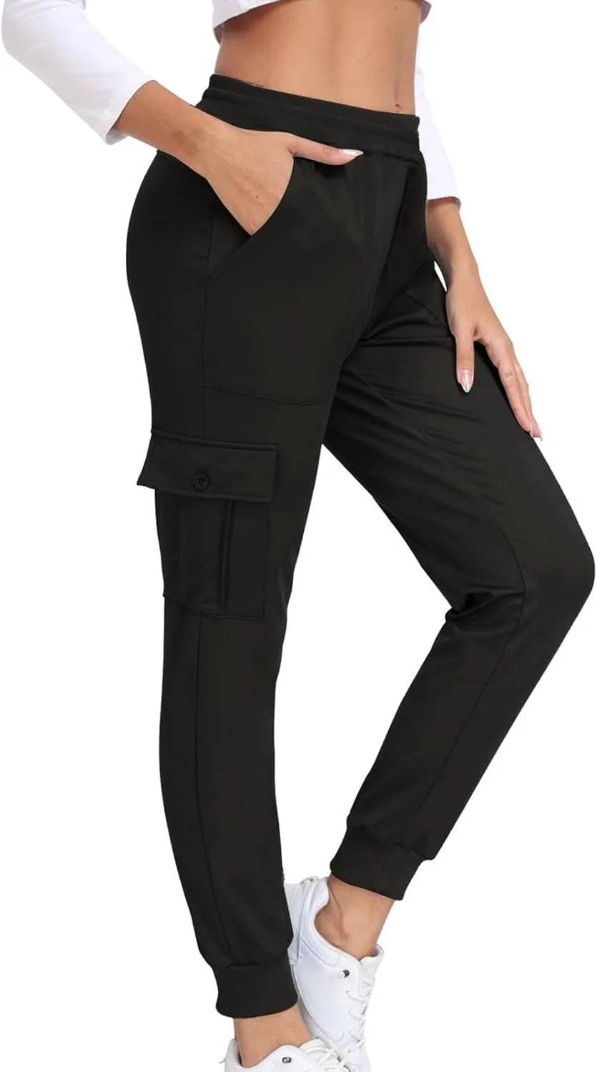 Athletic Pants Women Lightweight Hiking Cargo Pants Quick Dry Casual Trousers Soft Joggers Elastic Waist Sweatpants