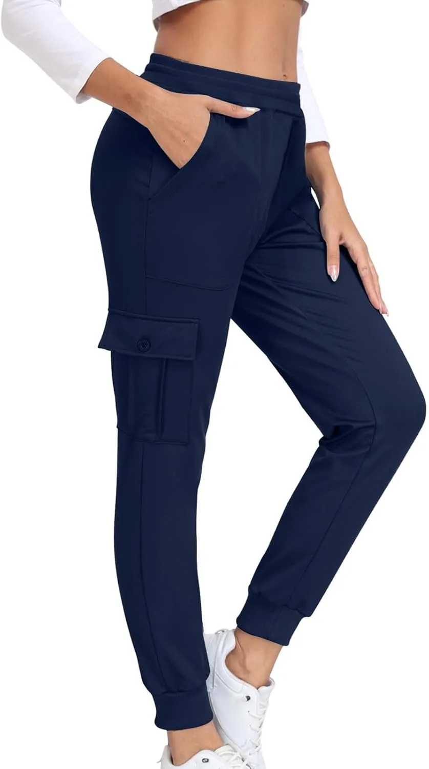 Athletic Pants Women Lightweight Hiking Cargo Pants Quick Dry Casual Trousers Soft Joggers Elastic Waist Sweatpants