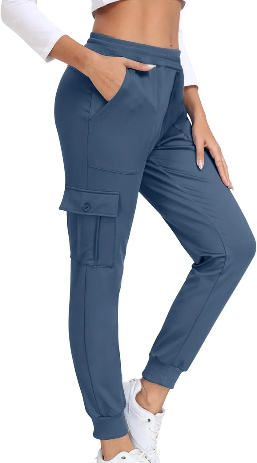 Athletic Pants Women Lightweight Hiking Cargo Pants Quick Dry Casual Trousers Soft Joggers Elastic Waist Sweatpants