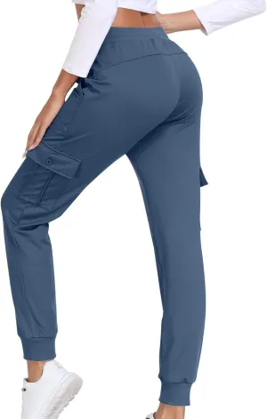 Athletic Pants Women Lightweight Hiking Cargo Pants Quick Dry Casual Trousers Soft Joggers Elastic Waist Sweatpants