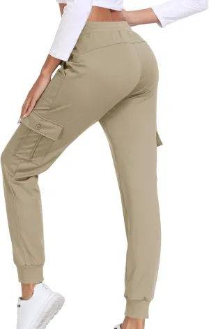 Athletic Pants Women Lightweight Hiking Cargo Pants Quick Dry Casual Trousers Soft Joggers Elastic Waist Sweatpants